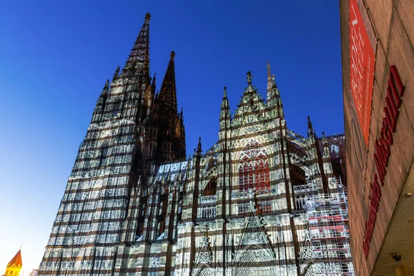 Kolín Nad Rýnem Německo Září 2018 Kolínská Katedrála Unikátní Osvětlení — Stock fotografie