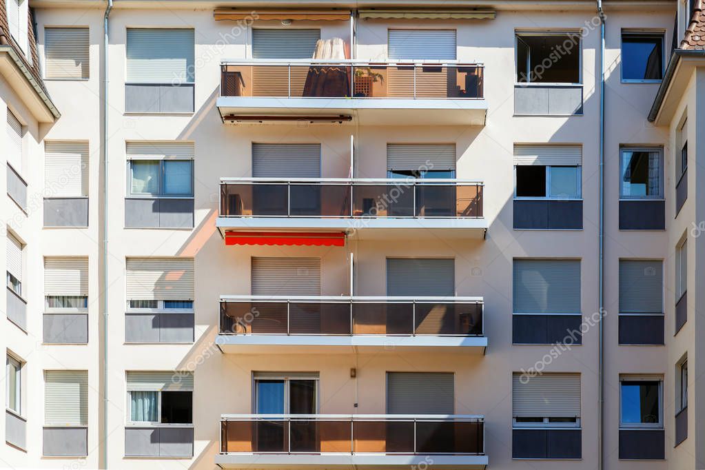 picture of a window front of a housing complex