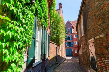 Leer, Ostfriesland, Almanya pitoresk bir sokakta resmini