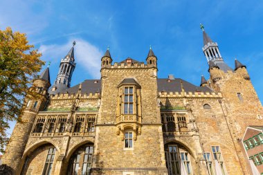 Aachen, Almanya tarihi belediye binasının arka resmini