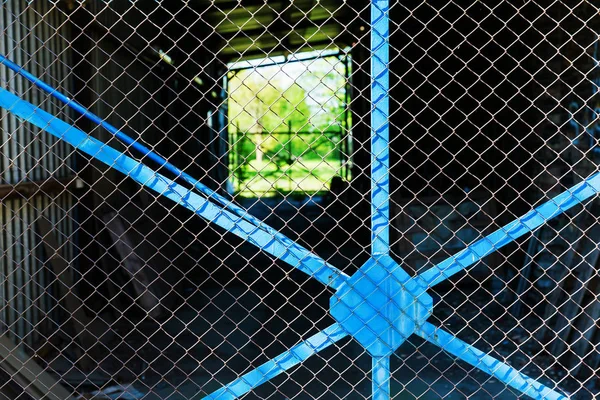 トタン小屋を通してみる眺望写真 — ストック写真
