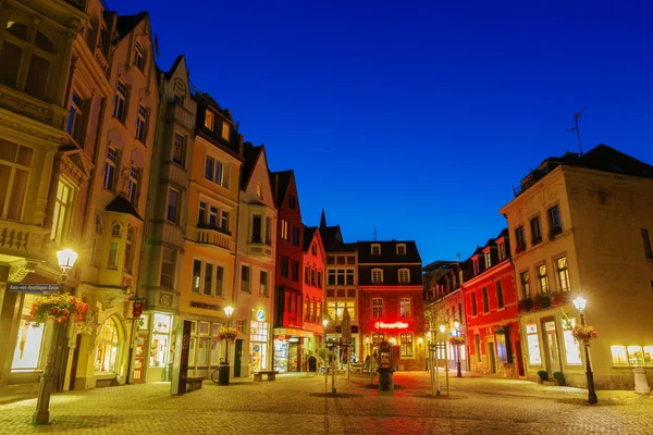 Aachen Alemanha Outubro 2018 Pequena Praça Noite Cidade Velha Com — Fotografia de Stock