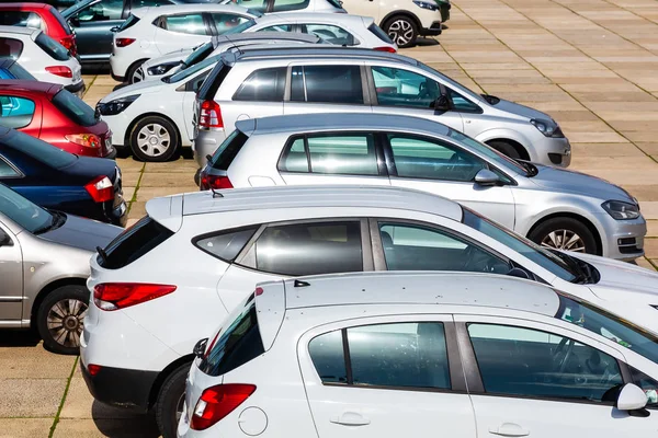 Pictur Eof Rows Cars Standing Parking Lot — Stock Photo, Image