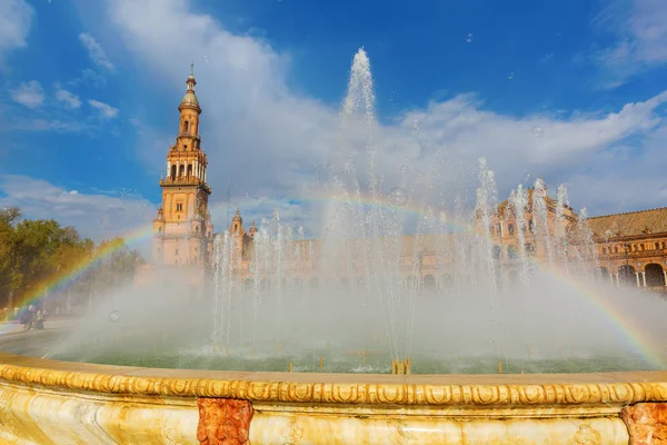 Seville Spain November 2018 Fountain Plaza Espana Unidentified People Plaza — Stock Photo, Image