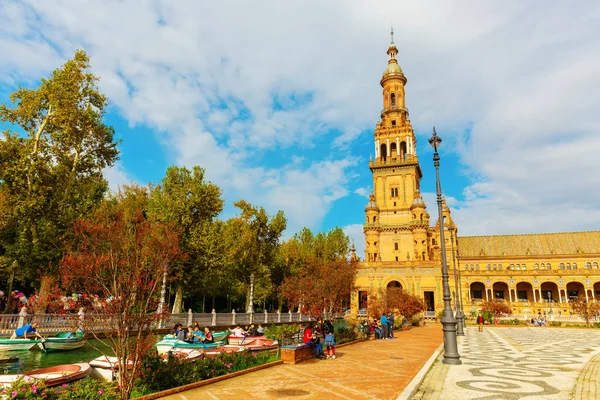 Sevilla España Noviembre 2018 Plaza España Con Personas Identificadas Una —  Fotos de Stock