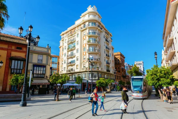 Seville Spain November 2018 Square Puerta Jerez Unidentified People Seville — Stock Photo, Image