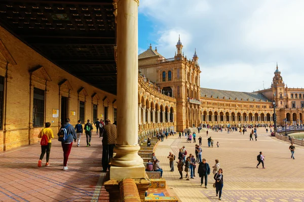 Sevilla Spanien November 2018 Plaza Espana Med Oidentifierade Personer Det — Stockfoto