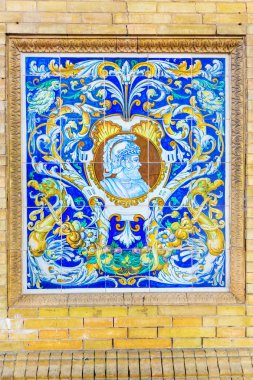 resmi bir Azuelo resmin bir ev duvar Sevilla, İspanya