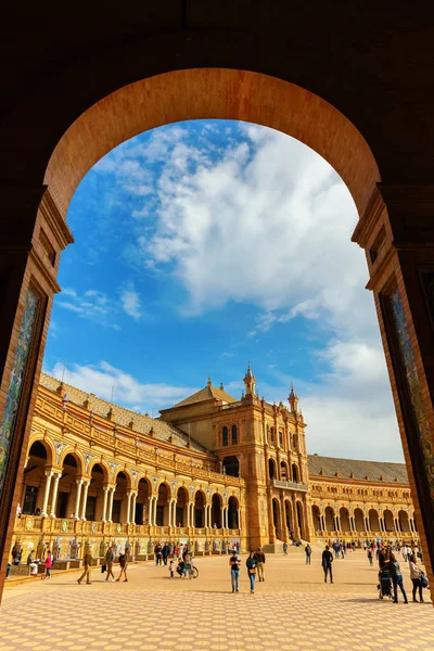 Sevilla España Noviembre 2018 Plaza España Con Personas Identificadas Una —  Fotos de Stock