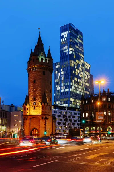 Frankfurt Nad Mohanem Německo Ledna 2019 Eschenheimer Turm Před Nextower — Stock fotografie