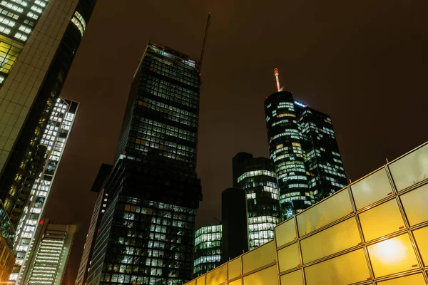 Frankfurt Main Germany January 2019 Skyscrapers Financial District Frankfurt Night — Stock Photo, Image