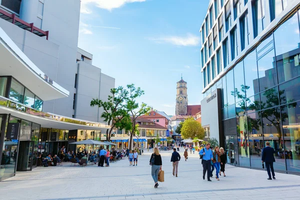 Stuttgart Duitsland September 2018 Winkelstraat Stuttgart Met Niet Geïdentificeerde Mensen — Stockfoto