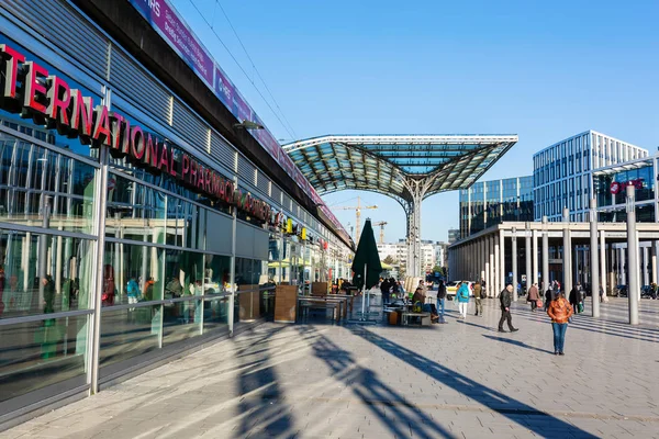 Colonia Alemania Febrero 2019 Plaza Breslauer Estación Principal Colonia Con — Foto de Stock