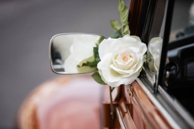eski bir arabanın çeyrek cam düğün gül dekorasyon