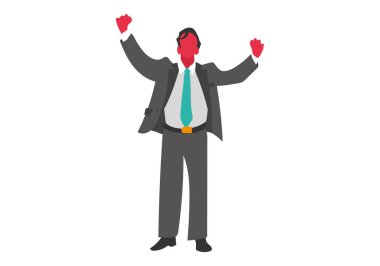 Resmi ofis takımı ve kravat takmış başarılı bir iş adamı. Düz stil vektör görüntüsü. Ekonomist, finans adamı, kumarbaz, ofis çalışanı, patron..