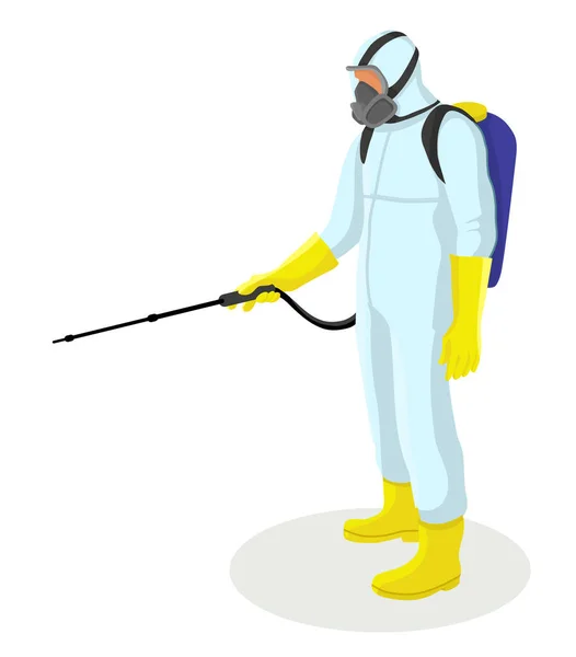 Disinfection Fumigation Pest Exterminator Vector Illustration Side View — Stock Vector