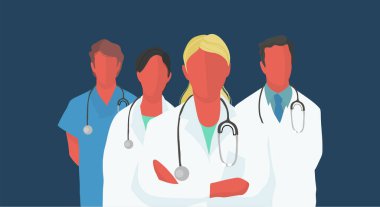 Bir grup doktor ve hemşire, takım olarak bir arada.