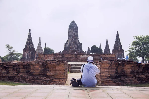 Baksidan Fotograf Tar Bilden Antika Tempel Thailand Berömda Destination För — Stockfoto