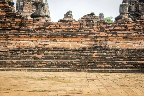 Liggande Gamla Arkitekturen Forntida Tempel Thailand Unik Textur Tegelväggar Och — Stockfoto