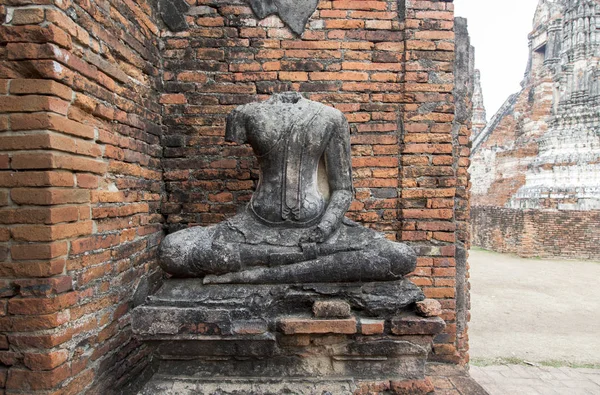 Antika Buddha Figur Vid Gamla Stupa Templet Ayuthaya Provins Thiland — Stockfoto