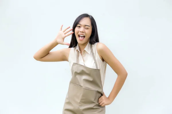 Asiático Chica Mostrar Cinco Dedos Mirar Cámara Como Contar Cinco —  Fotos de Stock