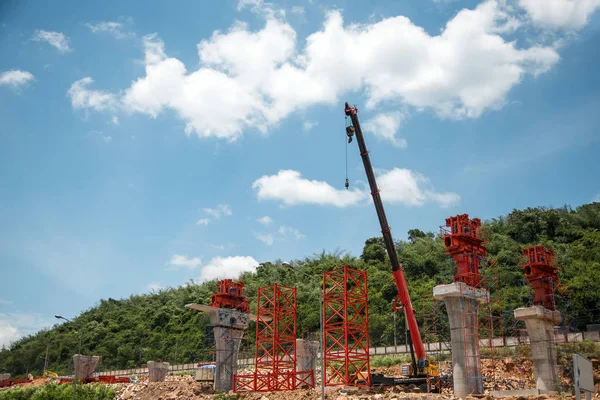 Canteiro Obras Estrada Rodoviária Para Ligar Captital Atravessar Montanha — Fotografia de Stock