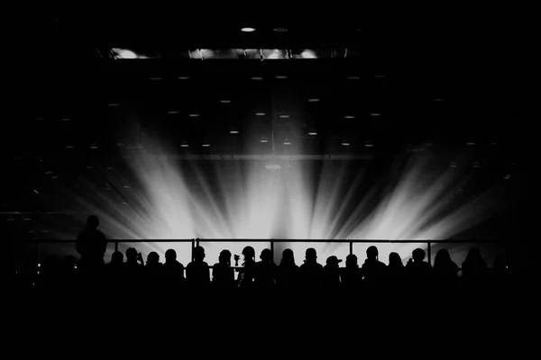 Podwórku Strzał Sylwetka Koncert Światło Punktowe Stoisko Wyświetlono — Zdjęcie stockowe