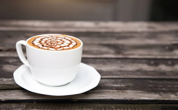 Taza Café Tarde Mesa Madera Mañana Para Refrescarse — Foto de Stock