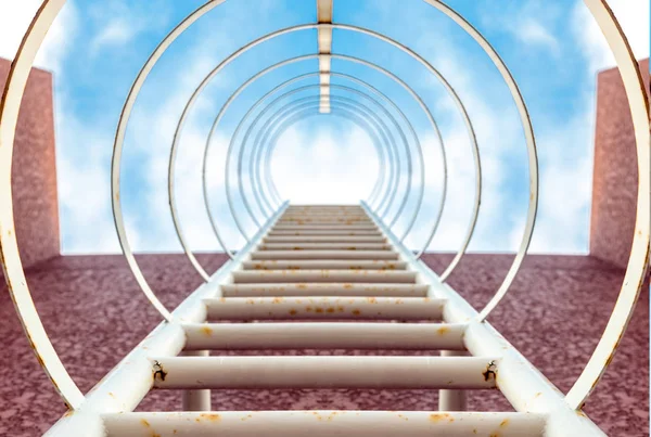 Treppenstufe zum Himmel auf hohem Gebäude — Stockfoto