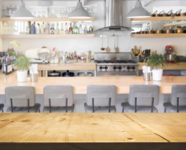 Mostrador Mesa Madera Servir Desenfoque Personal Chef Bar Restaurante Tienda —  Fotos de Stock