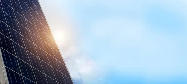 Generar Energía Eléctrica Partir Célula Solar Rayo Sol Día Cielo — Foto de Stock