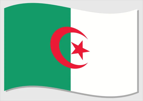 Drapeau Ondulé Algérie Vectoriel Graphique Illustration Drapeau Algérien Agitation Drapeau — Image vectorielle