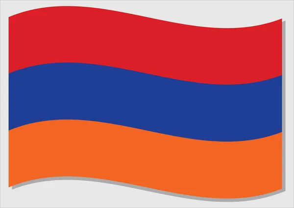 亚美尼亚矢量图形飘扬的旗帜 挥动亚美尼亚国旗图解 在风中摇曳的亚美尼亚国旗是自由和独立的象征 — 图库矢量图片