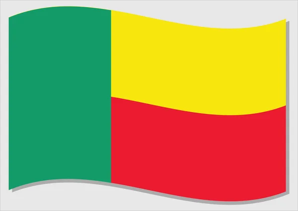 Viftande Flagga Benin Vektor Grafik Vinka Benin Flagga Illustration Benin — Stock vektor