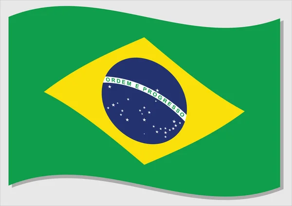 Bandeira Ondulante Brasil Vector Graphic Acenando Com Ilustração Bandeira Brasileira —  Vetores de Stock