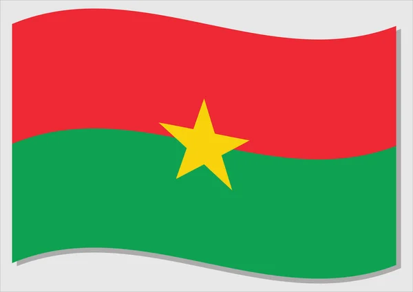 Burkina Faso Vektör Grafiğinin Dalgalı Bayrağı Burkinabe Bayrağını Sallayarak Burkina — Stok Vektör