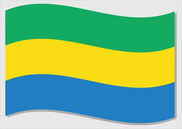 Флажок Векторной Графики Габона Размахиваю Флагом Габона Флаг Габона Волна — стоковый вектор