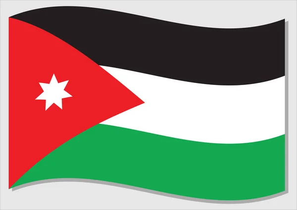 Macha Flagą Jordanii Wektor Graficzny Machanie Jordańską Flagą Ilustracji Jordania — Wektor stockowy