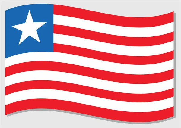 Liberya Vektör Grafiğinin Dalgalı Bayrağı Liberya Bayrağı Sallayarak Liberya Bayrağının — Stok Vektör