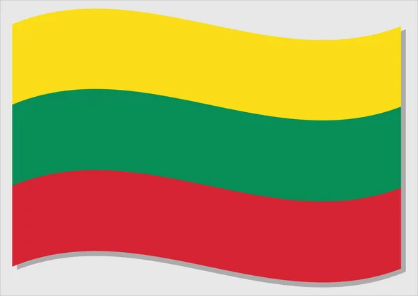 Mávání Vlajkou Litevské Vektorové Grafiky Mávání Litevskou Vlajkou Ilustrace Litva — Stockový vektor