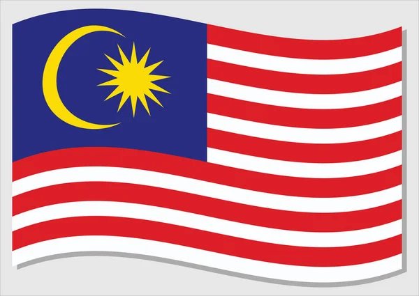 Ondeando Bandera Malasia Vector Gráfico Ilustración Ondeando Bandera Malasia Ondulación — Archivo Imágenes Vectoriales