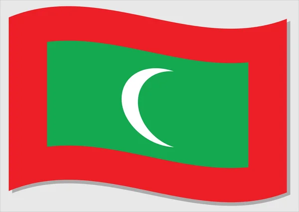 马尔代夫矢量图形飘扬的旗帜 挥动马尔代夫国旗图解 马尔代夫国旗在风中摇曳是自由和独立的象征 — 图库矢量图片