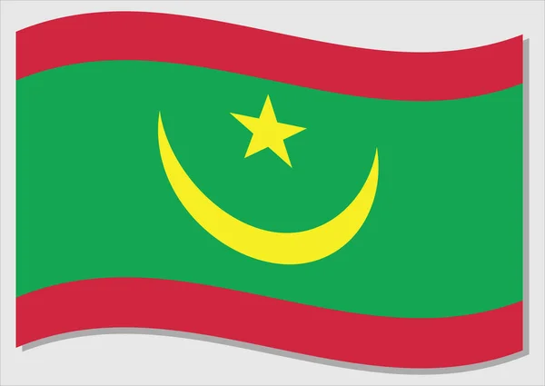 Bandeira Ondulante Mauritânia Vector Graphic Ilustração Bandeira Mauritana Mauritânia Bandeira — Vetor de Stock
