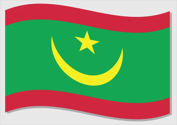 Drapeau Flottant Mauritanie Vectoriel Graphique Illustration Drapeau Mauritanien Drapeau Mauritanien — Image vectorielle