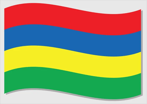 Размахивая Флагом Векторной Графики Маврикия Размахиваю Маврикийским Флагом Флаг Маврикия — стоковый вектор