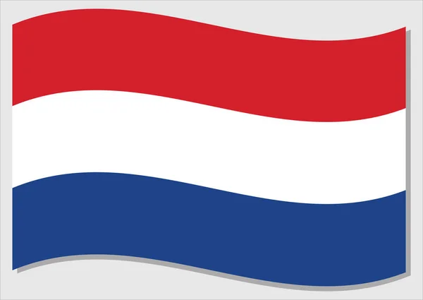 荷兰矢量图形飘扬的旗帜 飘扬的荷兰国旗插图 荷兰国旗在风中摇曳是自由和独立的象征 — 图库矢量图片
