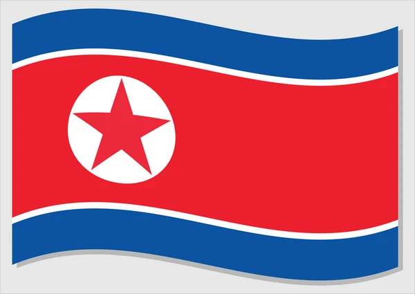 摇曳着北朝鲜矢量图形的国旗 挥动着朝鲜国旗图解 朝鲜国旗在风中摇曳是自由和独立的象征 — 图库矢量图片