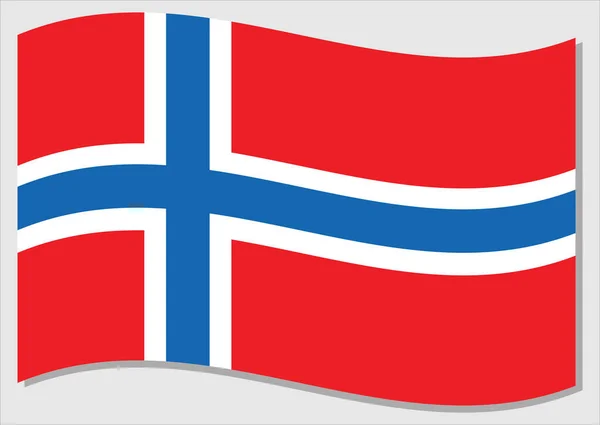 Bandeira Ondulante Noruega Vetor Gráfico Ilustração Bandeira Norueguesa Noruega País — Vetor de Stock