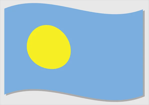 Lambaikan Bendera Vektor Grafik Palau Lambaikan Ilustrasi Bendera Palauan Gelombang - Stok Vektor