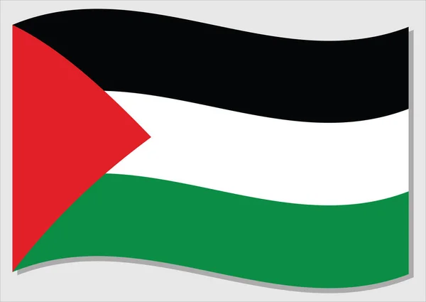 Zwaaiende Vlag Van Palestina Vectorgrafiek Zwaaiende Palestijnse Vlag Illustratie Palestina — Stockvector